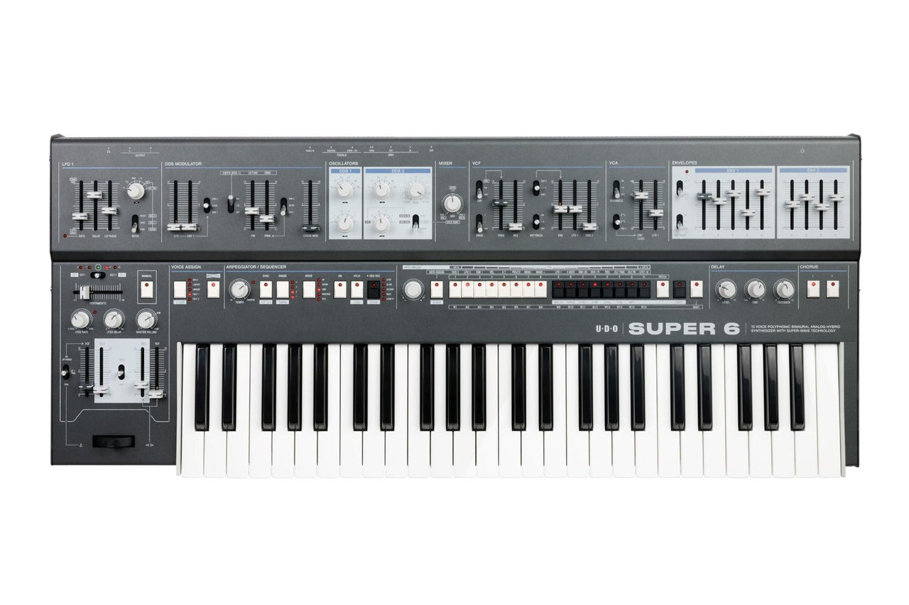 Udo Audio Super 6 Keyboard Black 12-Voice Binaural Analog-Hybrid Synthesizer