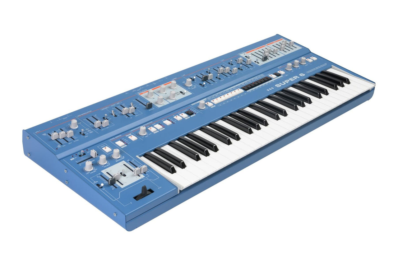 Udo Audio Super 6 Keyboard Blue 12-Voice Binaural Analog-Hybrid Synthesizer