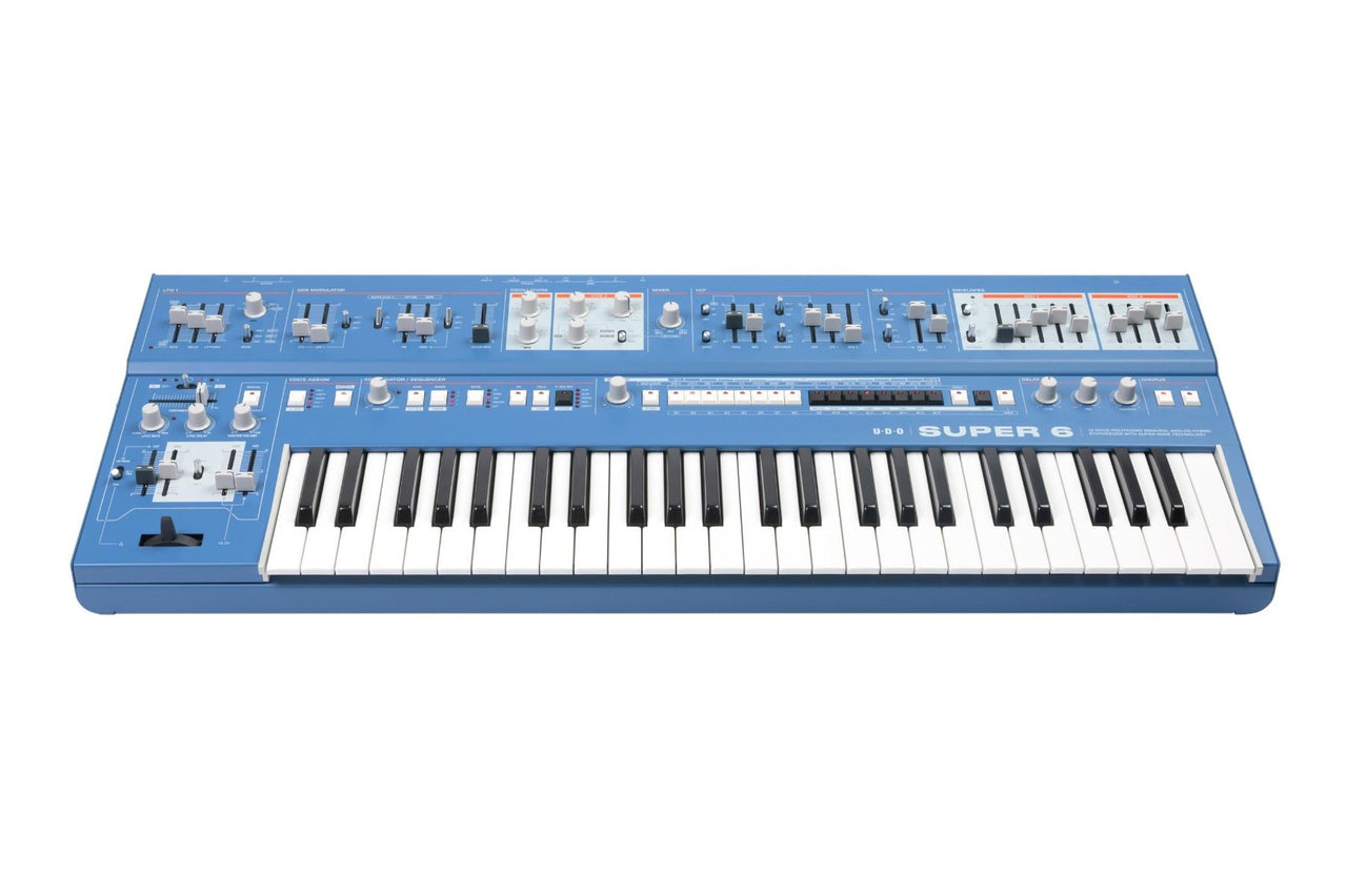 Udo Audio Super 6 Keyboard Blue 12-Voice Binaural Analog-Hybrid Synthesizer